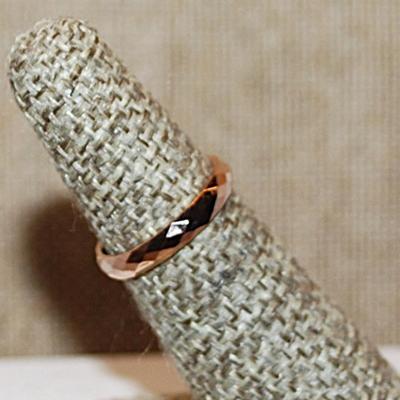 Size 4 Beveled Titanium Infinity Stainless Steel Ring on a ROSE GOLD Band (1.3g)