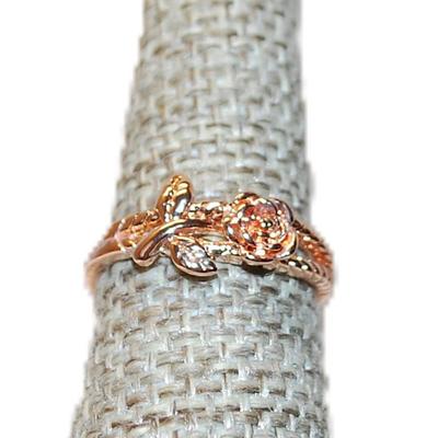 Size 7 "Rose on a Stem" Ring on a ROSE GOLD Band (2.2g)