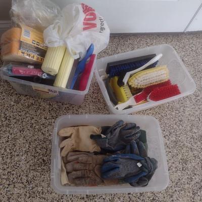Collection of Sponges, Brushes and Other Cleaning Accessories