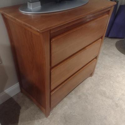 Wood Finish Kinder Craft Three Drawer Dresser