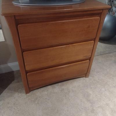 Wood Finish Kinder Craft Three Drawer Dresser