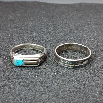 2 STERLING SILVER RINGS 11.96g SIZES 11 3/4 & 10 3/4
