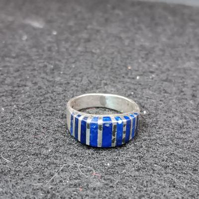 LAPIS LAZULI SET IN STERLING SILVER AND ANOTHER STERLING RING BOTH SIZE 4 1/2
