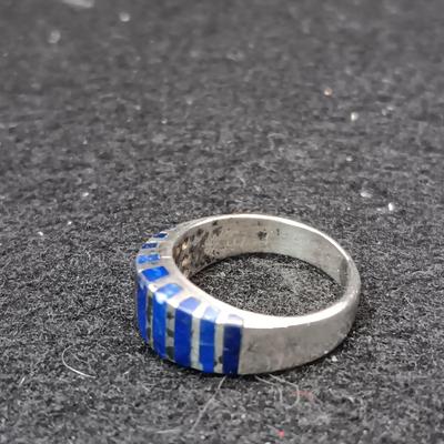 LAPIS LAZULI SET IN STERLING SILVER AND ANOTHER STERLING RING BOTH SIZE 4 1/2