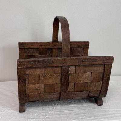 Split Oak Woven Primitive Firewood Basket and Other Cottage Core Home Decor (B1-DZ)