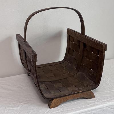 Split Oak Woven Primitive Firewood Basket and Other Cottage Core Home Decor (B1-DZ)