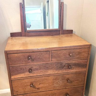 Antique Oak Dresser with Mirror