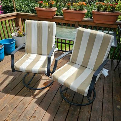 Rectangular Glass Top Patio Table w/ Six Chairs & Cushions (Y-JS)