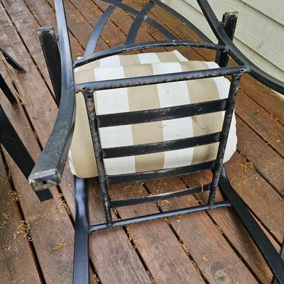 Rectangular Glass Top Patio Table w/ Six Chairs & Cushions (Y-JS)