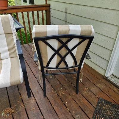 Rectangular Glass Top Patio Table w/ Six Chairs & Cushions (Y-JS)