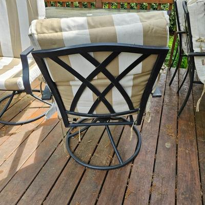 Rectangular Glass Top Patio Table w/ Six Chairs & Cushions (Y-JS)
