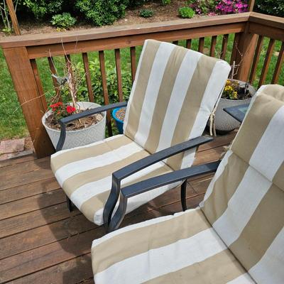 Rectangular Glass Top Patio Table w/ Six Chairs & Cushions (Y-JS)