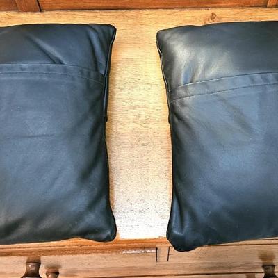 2 Black Italian Leather Pillows