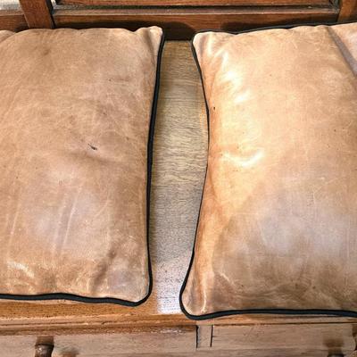 2 Tan Italian Leather Pillows
