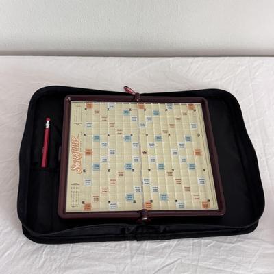 Collection of Games and Crafting Supplies Including Trivial Pursuit, Travel Scrabble, and Crayons (B1-DZ)