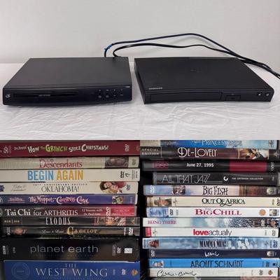 Samsung BD-J5700 Blue-Ray Player, GPX DVD/CD Player DH300B, and Several DVDs (B1-DZ)