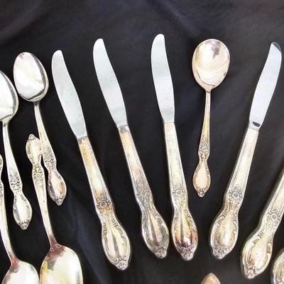 45 Piece WM Rogers 'Victorian Rose' Silverplate Flatware w/Case (DR-JS)