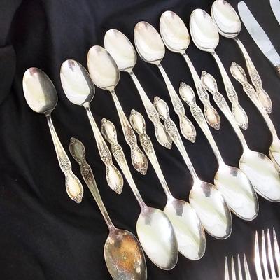 45 Piece WM Rogers 'Victorian Rose' Silverplate Flatware w/Case (DR-JS)