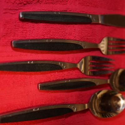 VINTAGE 1960'S MAR CREST EBONY ELEGANCE STAINLESS FLATWARE