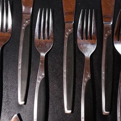 VINTAGE 1960'S MAR CREST EBONY ELEGANCE STAINLESS FLATWARE
