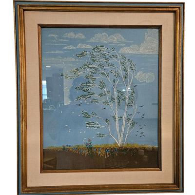 Vintage Crewel Embroidery Art