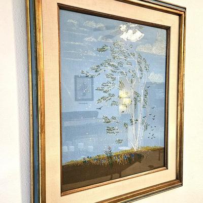 Vintage Crewel Embroidery Art