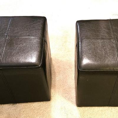 2 Brown Contemporary Square Ottomans