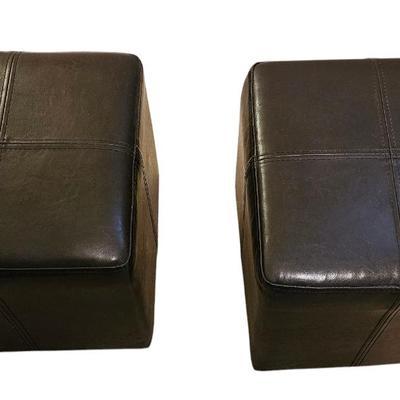 2 Brown Contemporary Square Ottomans