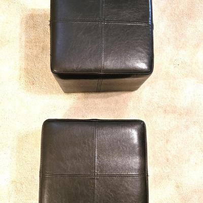 2 Brown Contemporary Square Ottomans