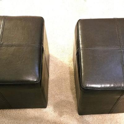 2 Brown Contemporary Square Ottomans