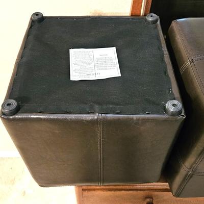 2 Brown Contemporary Square Ottomans