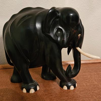 Vintage Ebony Elephant Carving