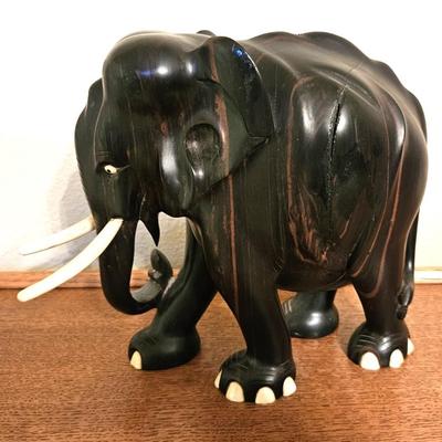 Vintage Ebony Elephant Carving