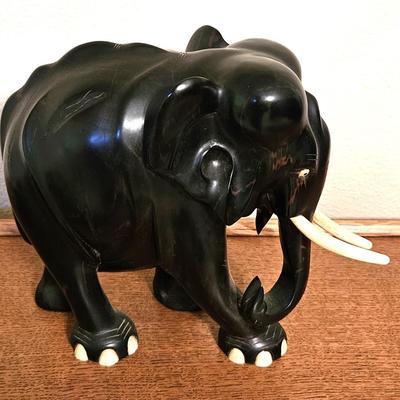 Vintage Ebony Elephant Carving