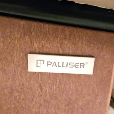 BEIGE LEATHER PALLISER RECLINER CHAIR AND OTTOMAN