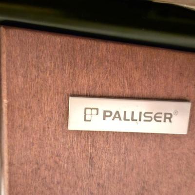 BEIGE LEATHER PALLISER RECLINER CHAIR AND OTTOMAN