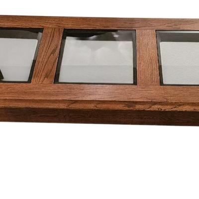 Contemporary Natural Wood Console Table with Glass inserts
