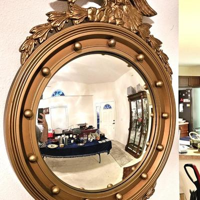 Vintage Federal Style Convex Mirror with Eagle Crest