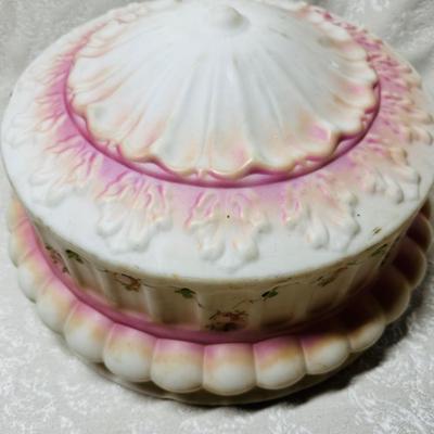 1920s Art Nouveau Milk Glass Domed Light Shade
