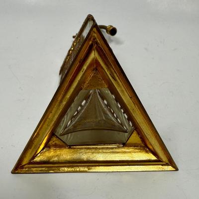 Antique Perfume Bottle in Gold Metal Frame missing atomizer