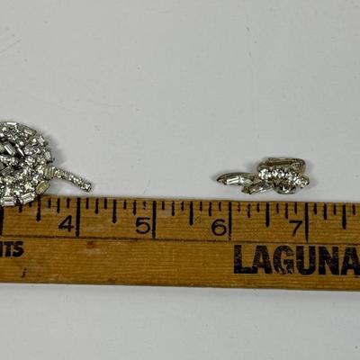 Antique Rhinestone Broach Pin with pair of Clip-on Earrings