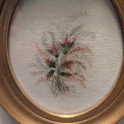 Framed Oval Flower Painting On Canvas (USB)