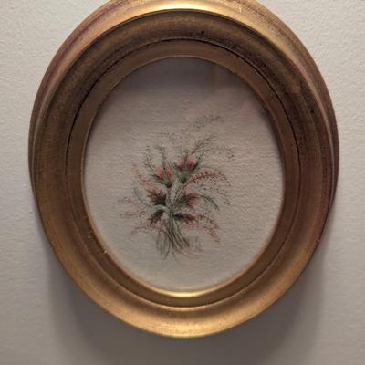 Framed Oval Flower Painting On Canvas (USB)