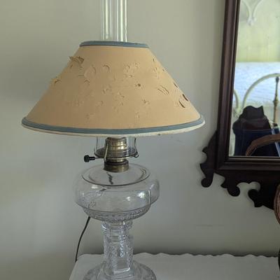Electric Hurricane Lamp With Cut & Pierced Strawberries & Leaves Shade (BR1)