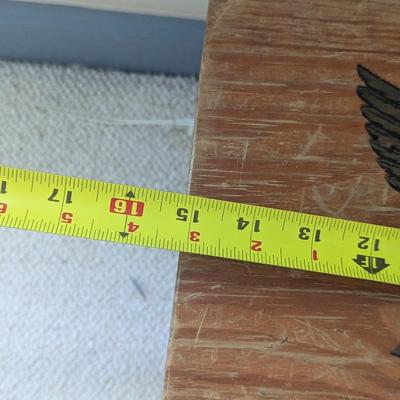 Vintage Solid Wood Rustic Farm House Foot Stool With American Eagle (B1)