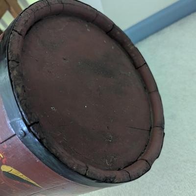 Primitive Wooden Maple Syrup Bucket Hand Painted Floral Sap Folk Art (BR1)