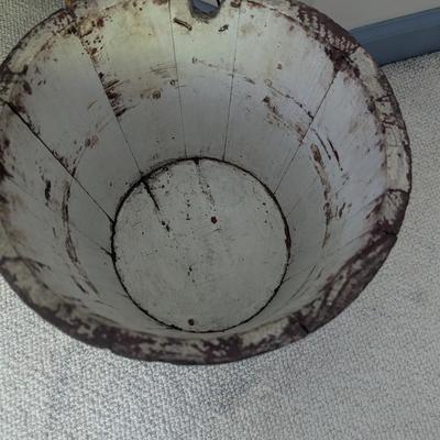 Primitive Wooden Maple Syrup Bucket Hand Painted Floral Sap Folk Art (BR1)