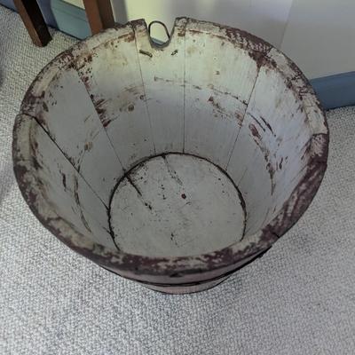 Primitive Wooden Maple Syrup Bucket Hand Painted Floral Sap Folk Art (BR1)