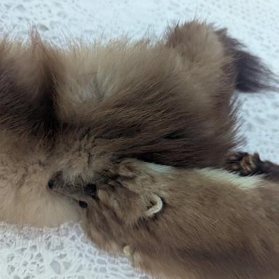 Vintage 3 Full Body Mink Fur Pelts Stole Cape Shawl Wrap (BR1)
