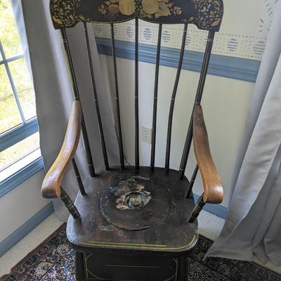 Antique Vintage Wood Wooden Commode Potty Toilet Armchair Chair (BR2)